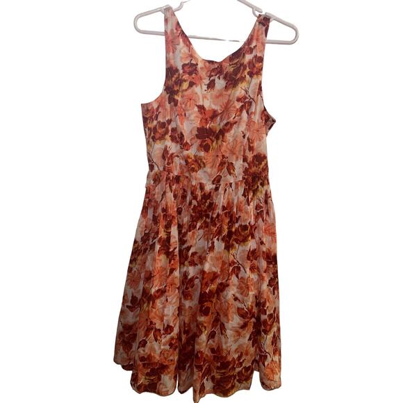 JESSICA‎ HOWARD ORANGE PINK WHITE FLORAL SLEEVELESS LINED DRESS - SIZE 8 - NWT - Picture 2 of 15